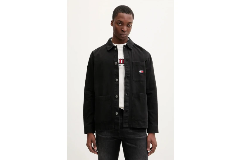 Tommy Jeans Essential Overshirt Ανδρικό Μακρυμάνικο Πουκάμισο Μαύρο