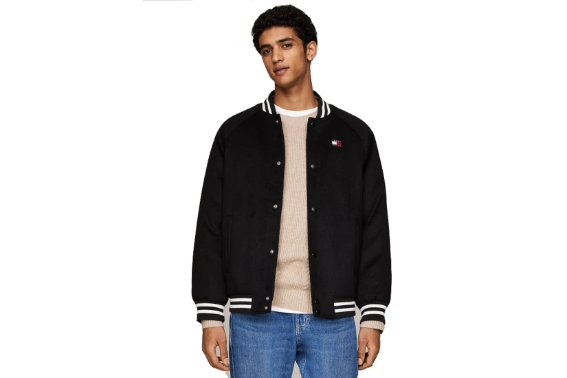 Tommy Jeans Wool Blend Solid Ανδρικό Μπουφάν Bomber Μαύρο