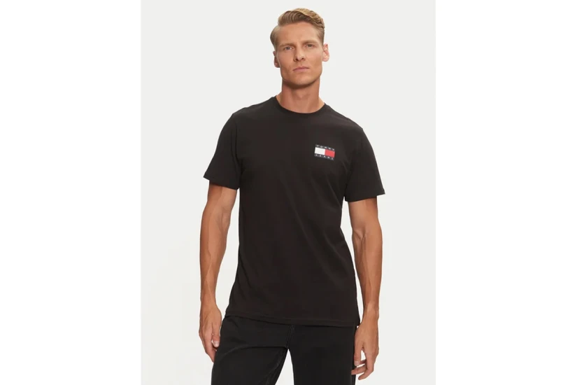 Tommy Jeans Essential Flag Ανδρικό Κοντομάνικο T-Shirt Μαύρο