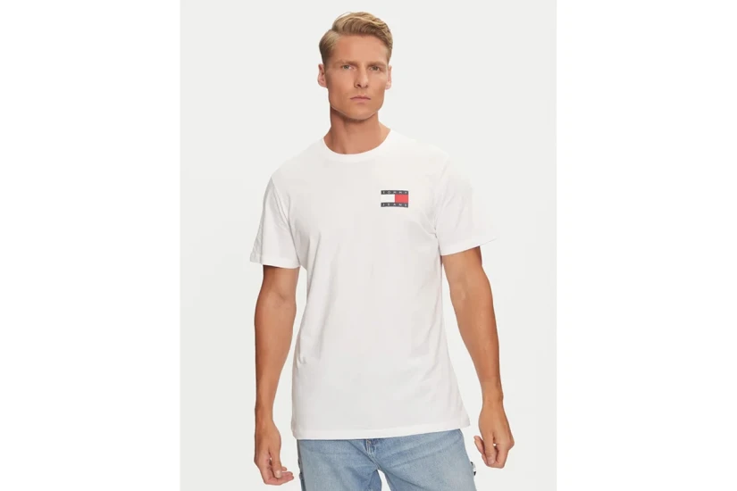 Tommy Jeans Essential Flag Ανδρικό Κοντομάνικο T-Shirt Λευκό