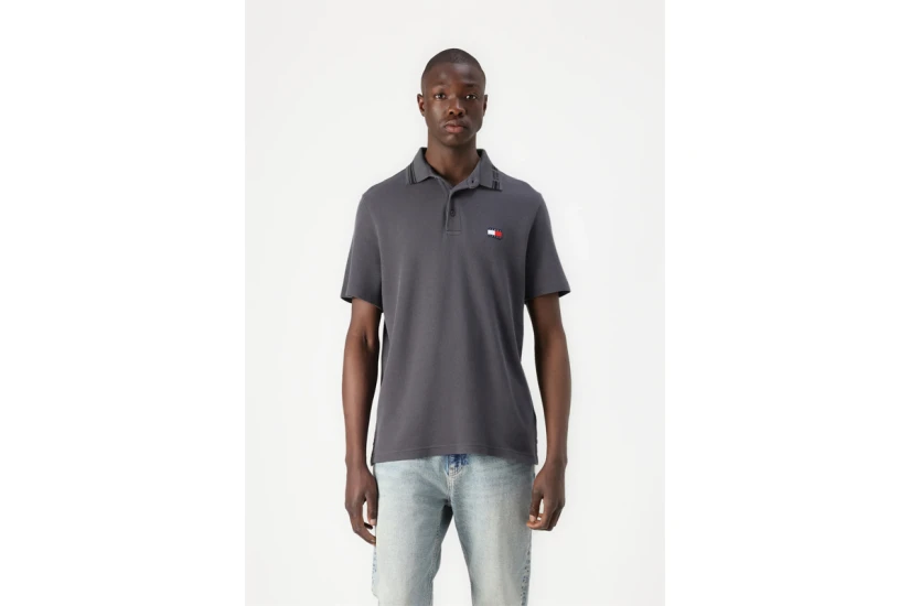 Tommy Jeans Ανδρικό Κοντομάνικο Polo T-Shirt Γκρι Σκούρο