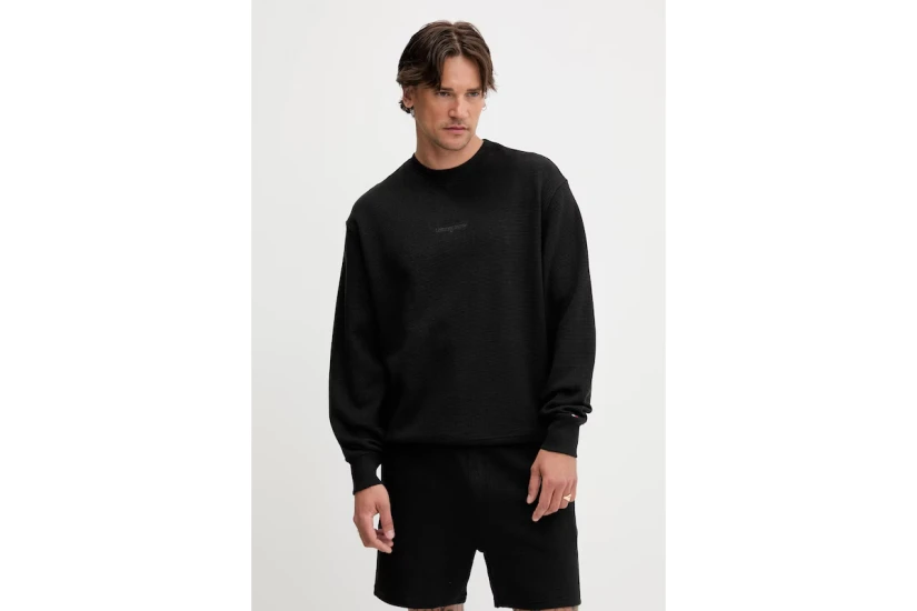 Tommy Jeans Waffle Script Ανδρική Μακρυμάνικη Μπλούζα Μαύρη