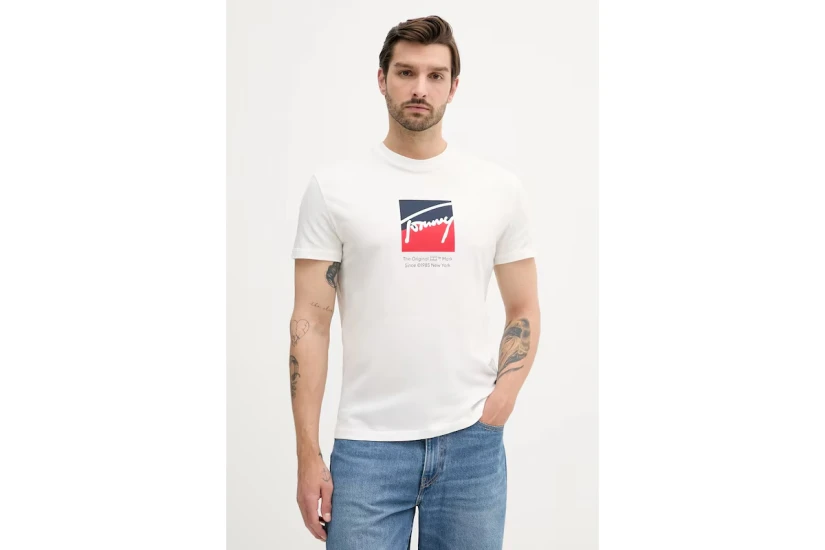 Tommy Jeans Dna Ανδρικό Κοντομάνικο T-shirt Μπεζ