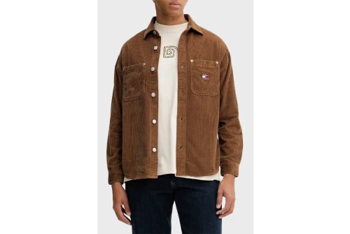 Tommy Jeans Logo Relaxed Corduroy Πουκάμισο Μακρυμάνικο Ανδρικό (DM0DM22016 GVP)