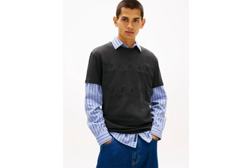 Tommy Jeans Tonal Flag Ανδρικό Κοντομάνικο T-Shirt Μαύρο