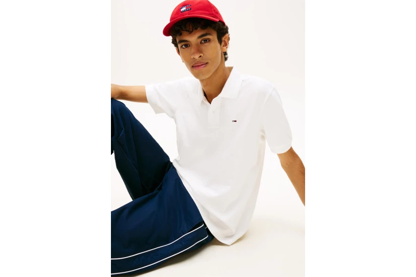 Tommy Jeans Regular Essential Ανδρικό Κοντομάνικο Polo Λευκό