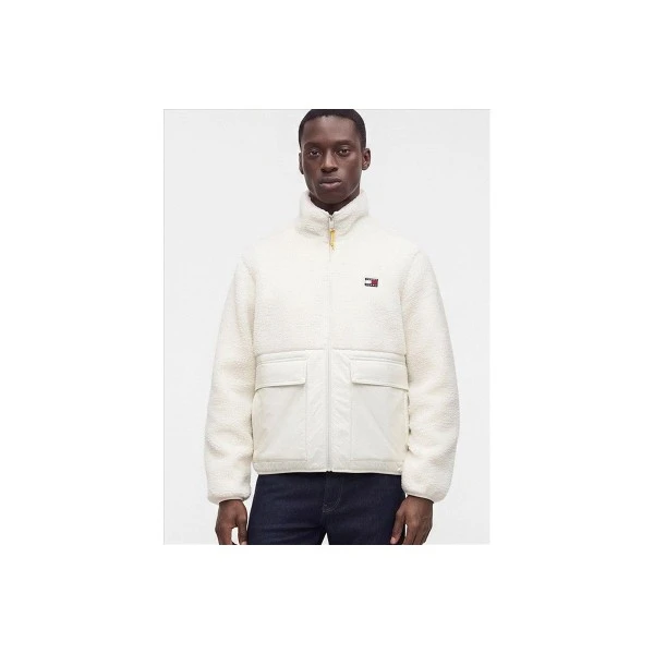 Tommy Jeans Teddy Contrast Texture Relaxed Μπουφάν Sherpa Ανδρικό (DM0DM23227 AEF)