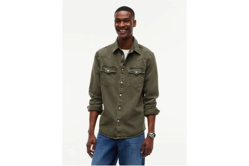 Tommy Jeans Washed Denim Western Τζιν Πουκάμισο Μακρυμάνικο Ανδρικό (DM0DM23518 M04)