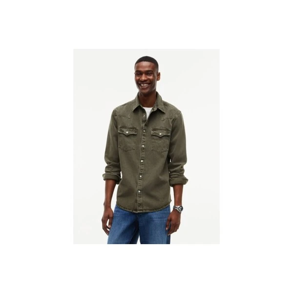 Tommy Jeans Washed Denim Western Τζιν Πουκάμισο Μακρυμάνικο Ανδρικό (DM0DM23518 M04)