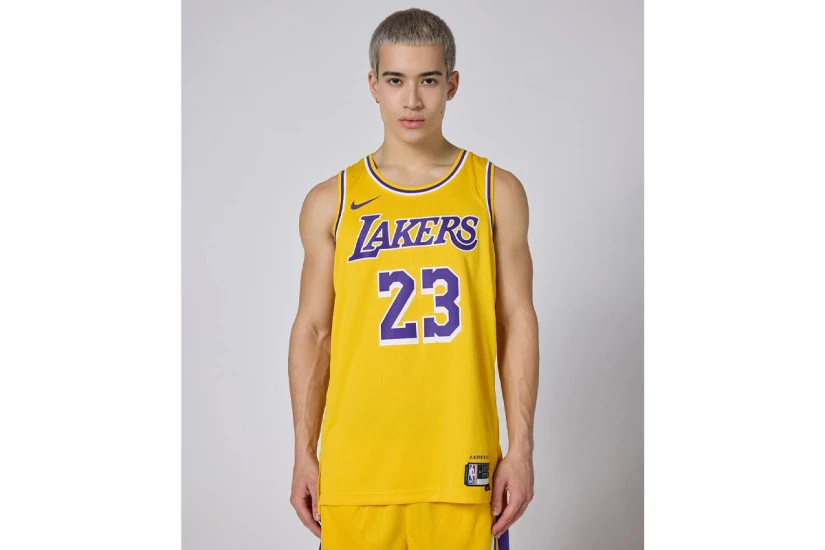 Nike Dri-FIT NBA Lebron James Los Angeles Lakers Icon Edition Ανδρική Μπασκετική Φανέλα Κίτρινη, Μωβ