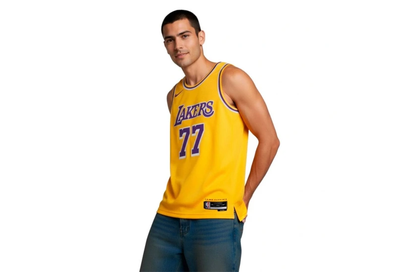 Nike Dri-FIT NBA Luka Doncic Los Angeles Lakers Icon Edition Ανδρική Μπασκετική Φανέλα Κίτρινη, Μωβ