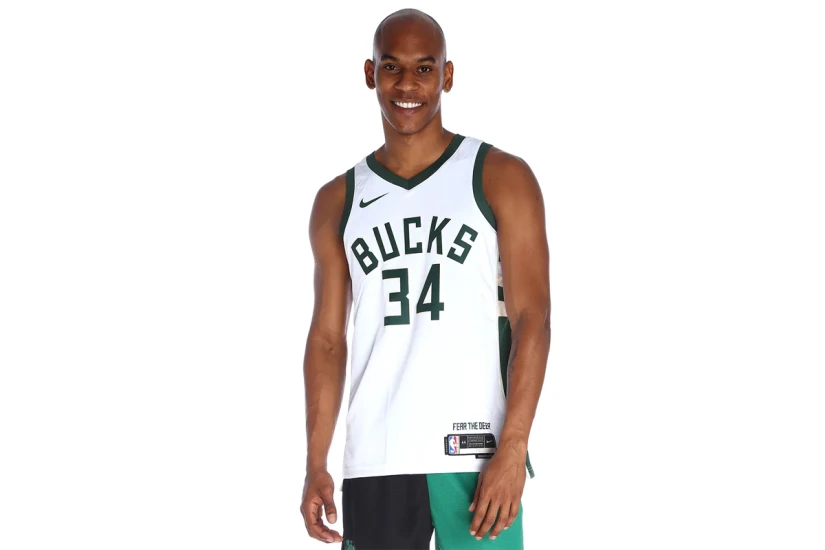 Nike Dri-FIT NBA Giannis Antetokounmpo Milwaukee Bucks Association Edition Ανδρική Μπασκετική Φανέλα Λευκή, Πράσινη