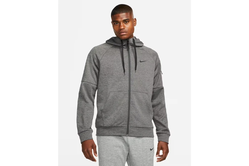 Nike Therma-Fit Fitness Ανδρική Ζακέτα με Κουκούλα Γκρι Σκούρο