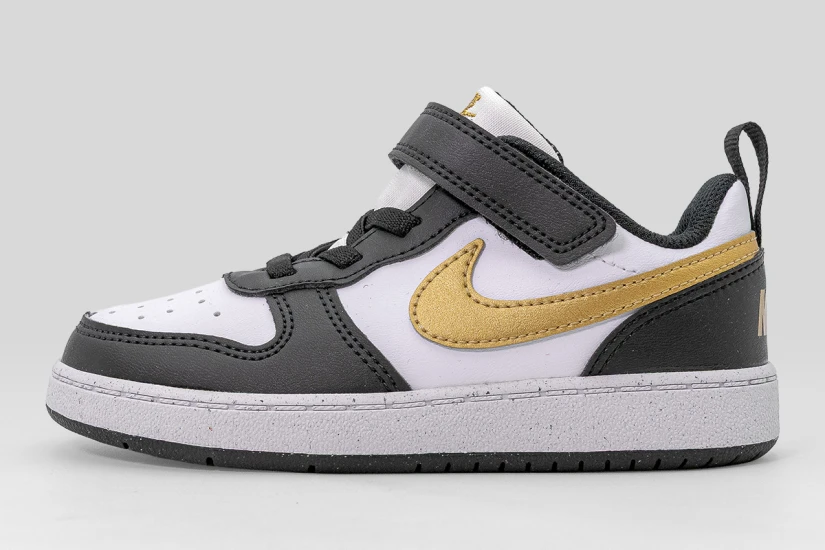 Nike Court Borough Low Recraft Βρεφικά Sneakers Μαύρα, Χρυσά, Λευκά