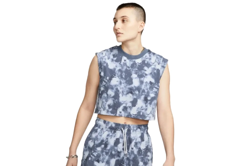 Nike Sportswear Γυναικείο Αμάνικο Crop Top Γκρι, Λευκό