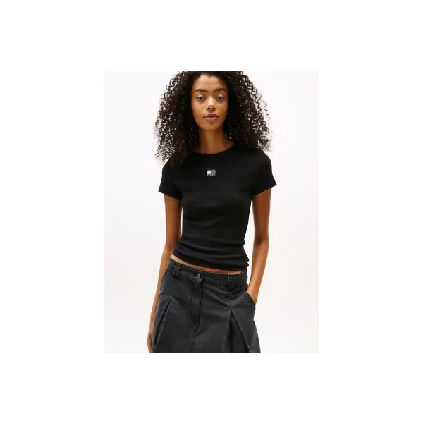Tommy Jeans Badge Ribbed Slim T-Shirt Γυναικείο (DW0DW17881 BDS)