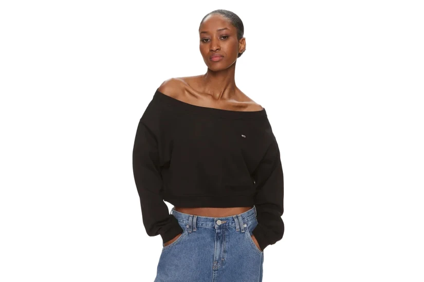 Tommy Jeans Crp Off Shoulder Crew Μπλούζα Με Λαιμόκοψη Γυναικεία 
