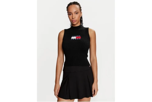 Tommy Jeans Sl Center Flag Mockneck Μπλούζα Αμάνικη Γυναικεία (DW0DW18527 BDS)