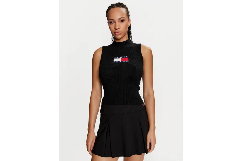 Tommy Jeans Γυναικεία Αμάνικη Μπλούζα Μαύρη