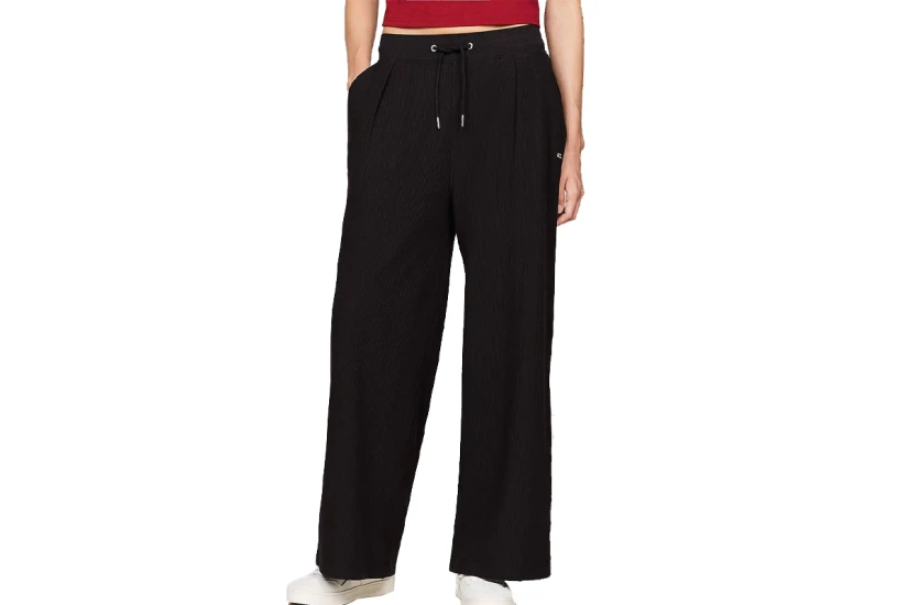 Tommy Jeans Ottoman Pleated Γυναικείο Παντελόνι Φόρμας Μαύρο