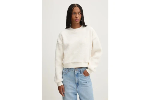 Tommy Jeans Ovs Teddy Crew Μπλούζα Με Λαιμόκοψη Γυναικεία (DW0DW18770 YBH)