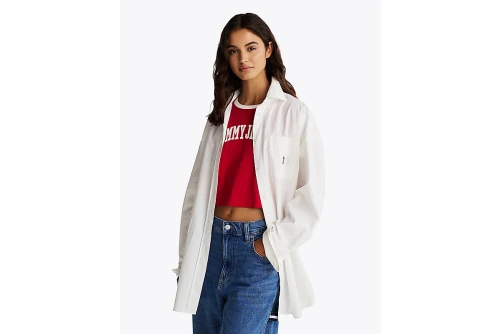 Tommy Jeans Ovs Badge Poplin Shirt Ext Πουκάμισο Μακρυμάνικο Γυναικείο (DW0DW19357 YBL)