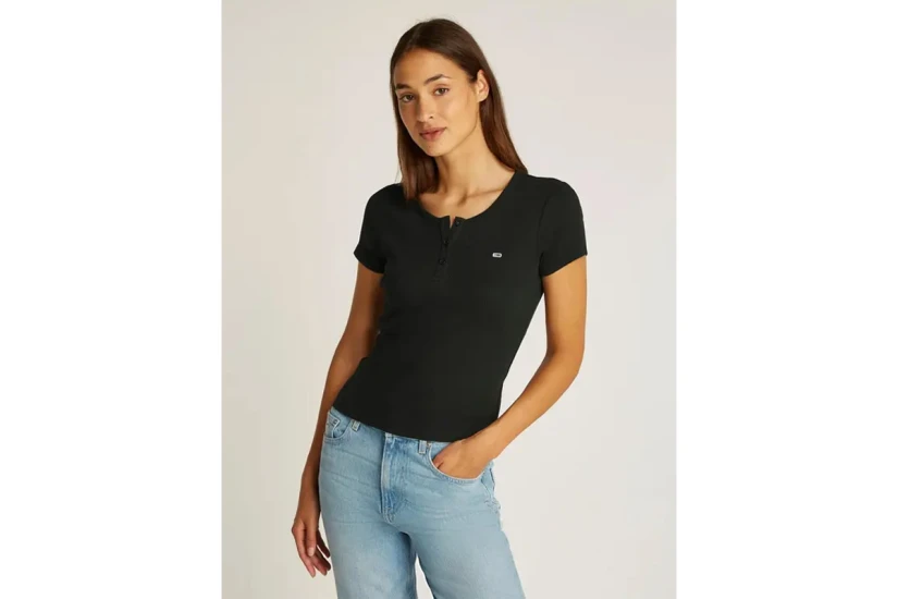 Tommy Jeans Γυναικείο Κοντομάνικο T-Shirt με Λαιμόκοψη Μαύρο