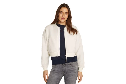 Tommy Jeans Teddy Zip Thru Μπουφάν Sherpa Γυναικείο (DW0DW19825 YBH)