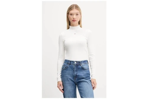 Tommy Jeans Slim Fit Μπλούζα Με Ψηλό Λαιμό Γυναικεία (DW0DW19830 YBL)