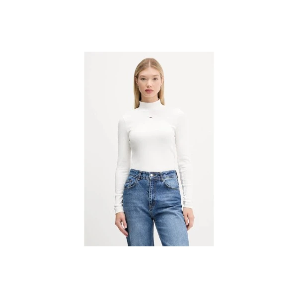 Tommy Jeans Slim Fit Μπλούζα Με Ψηλό Λαιμό Γυναικεία (DW0DW19830 YBL)