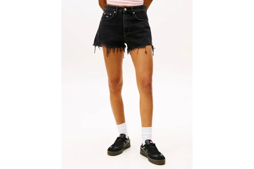 Tommy Jeans Distressed Γυναικείο Τζιν Σορτς Μαύρο