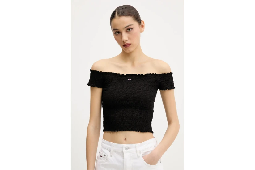 Tommy Jeans Γυναικείο Smock Crop Top Μαύρο