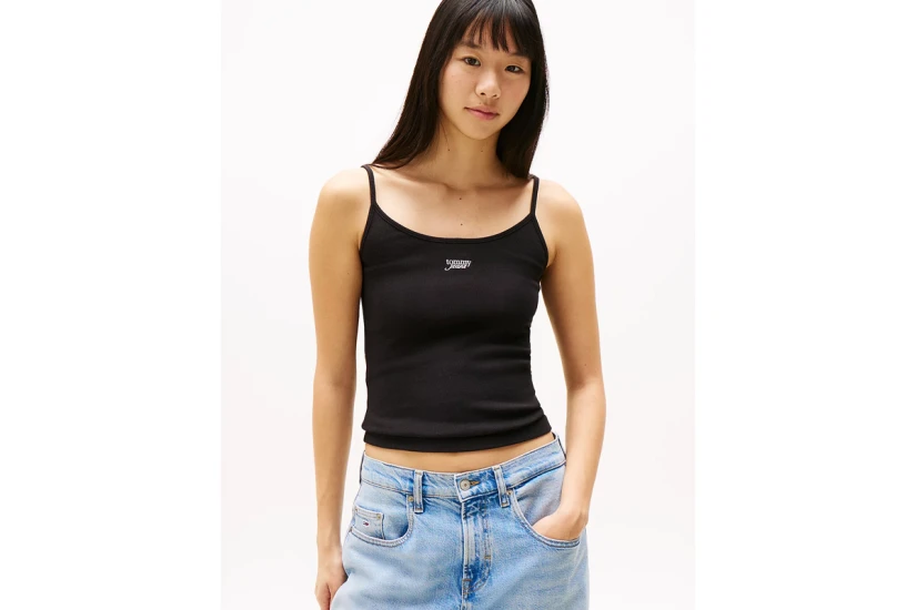 Tommy Jeans Γυναικεία Αμάνικη Μπλούζα Μαύρη