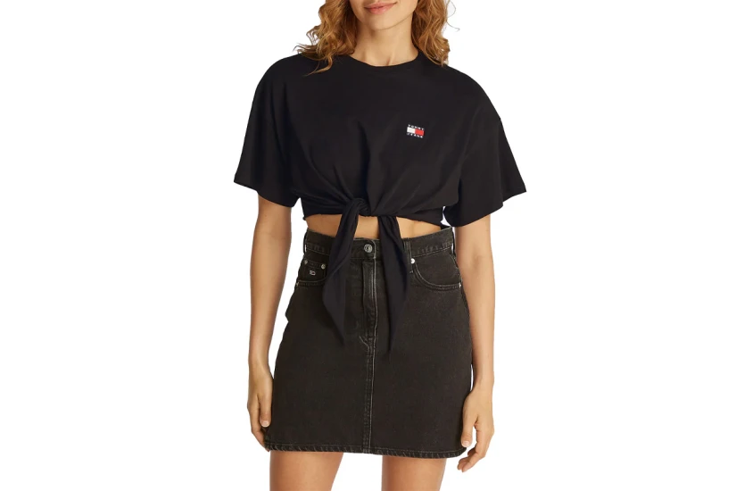 Tommy Jeans Tie Badge Γυναικείο Κοντομάνικο T-Shirt Μαύρο