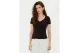 Tommy Jeans Slim V-Neck Γυναικείο Κοντομάνικο T-Shirt Μαύρο