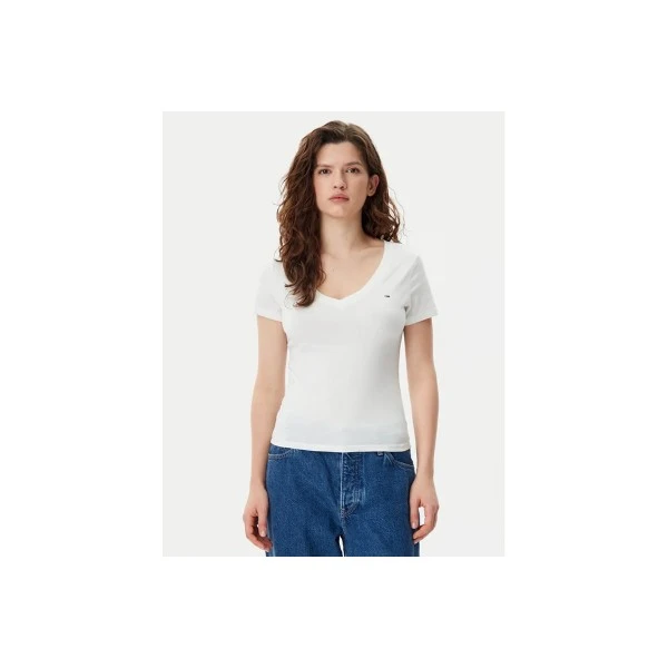Tommy Jeans Slim V-Neck T-Shirt Γυναικείο (DW0DW20458 YBL)