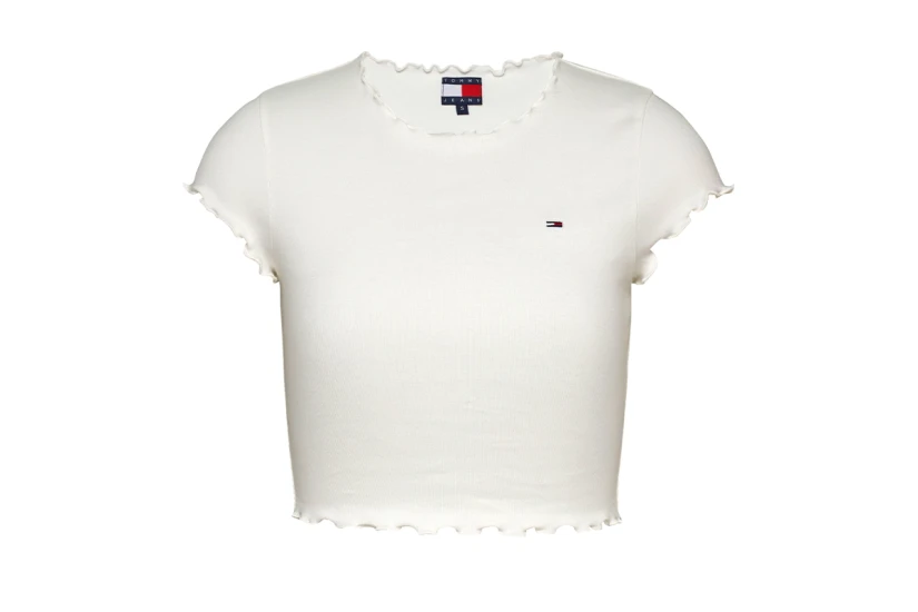 Tommy Jeans Babylock Γυναικείο Κοντομάνικο T-Shirt Λευκό