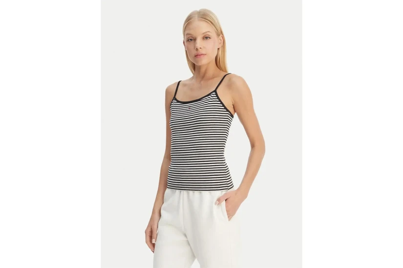 Tommy Jeans Essential Logo Strap Γυναικεία Αμάνικη Μπλούζα Μαύρη, Λευκή
