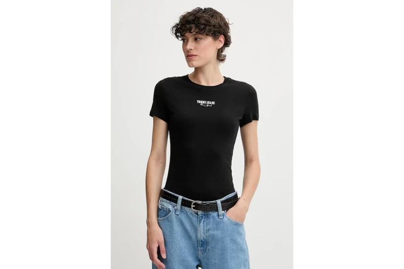 Tommy Jeans Essential Γυναικείο Κοντομάνικο T-Shirt Μαύρο