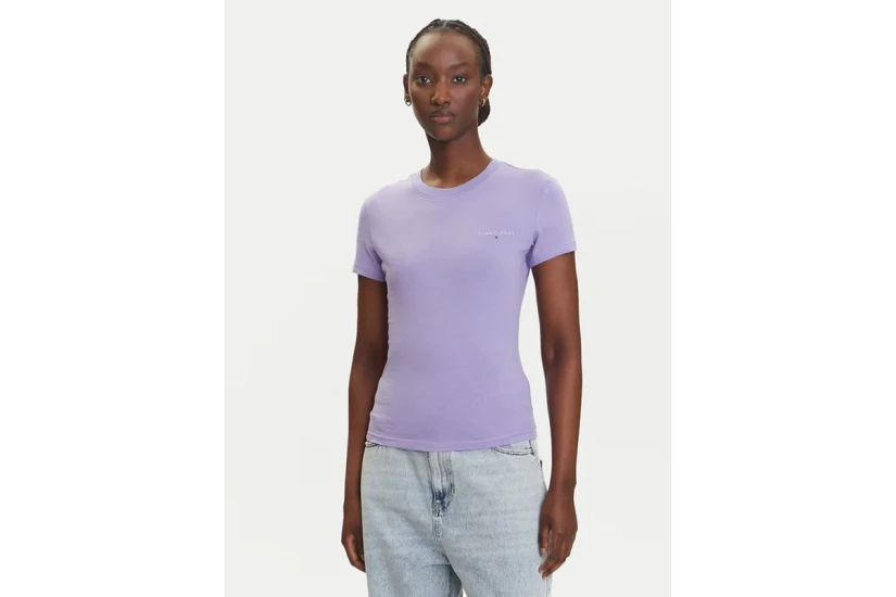 Tommy Jeans Linear Γυναικείο Κοντομάνικο T-Shirt Λιλά