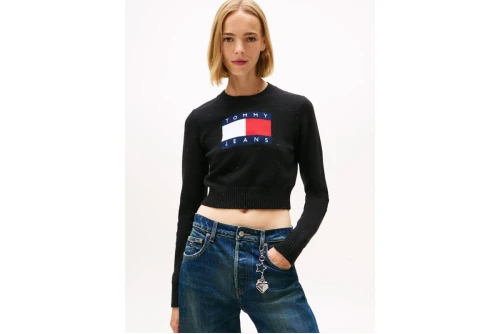 Tommy Jeans Flag Sequin Slim Πουλόβερ Γυναικείο (DW0DW21690 BDS)
