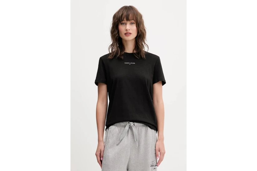 Tommy Jeans Linear Logo Γυναικείο Κοντομάνικο T-Shirt Μαύρο