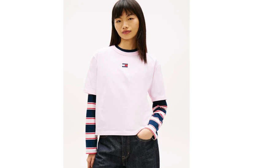 Tommy Jeans Boxy Badge Γυναικείο Κοντομάνικο T-Shirt Ροζ