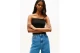 Tommy Jeans Slim Bandeau Rib Γυναικείο Αμάνικο Top Μαύρο