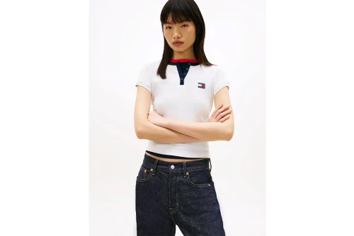 Tommy Jeans Badge Henley Ribbed T-Shirt Γυναικείο (DW0DW22276 YBL)