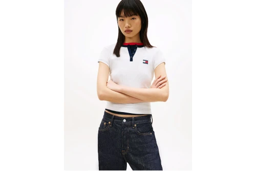 Tommy Jeans Badge Henley Ribbed T-Shirt Γυναικείο (DW0DW22276 YBL)