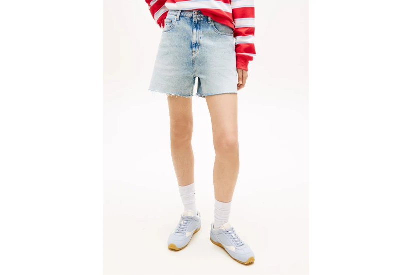 Tommy Jeans Faded Straight Leg Mom Γυναικείο Τζιν Σορτς Γαλάζιο