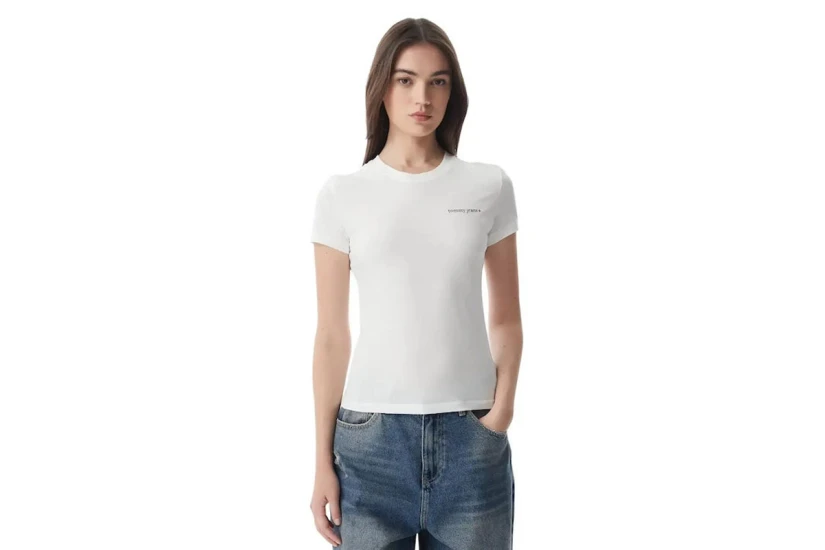 Tommy Jeans Γυναικείο Κοντομάνικο T-Shirt Εκρού