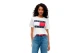 Tommy Jeans Boxy Flag Γυναικείο Κοντομάνικο T-Shirt Εκρού, Κόκκινο, Μπλε Σκούρο