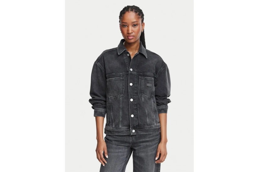Tommy Jeans Back Rhinestone Logo Γυναικείο Μπουφάν Τζιν Μαύρο